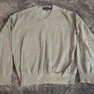 Polo by Ralph Lauren Light Gray V-Neck Sweater Men’s Size Medium